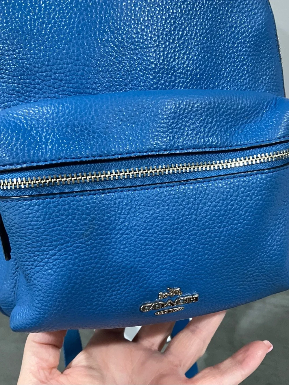 Coach Pebbled Leather Mini Backpack in Cobalt Blue